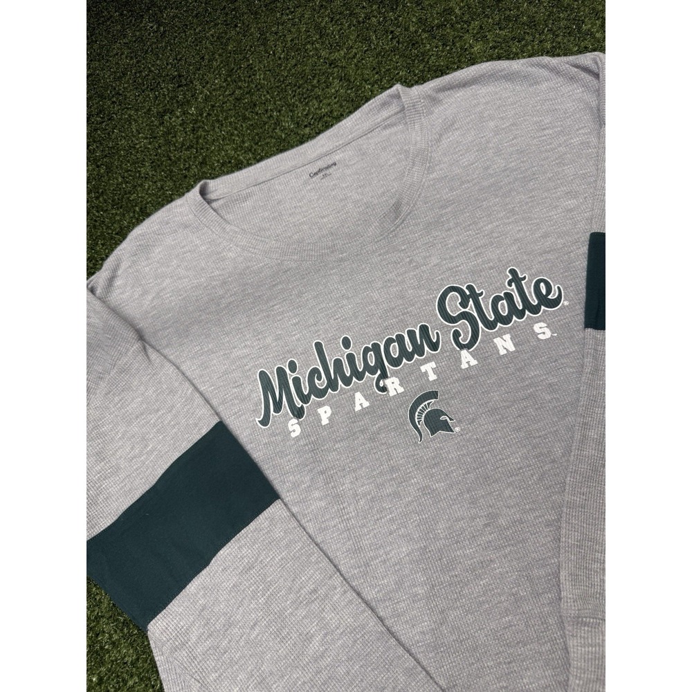 Captivating Waffle  XXL Michigan State Spartans Long Sleeve Jersey Style Gray